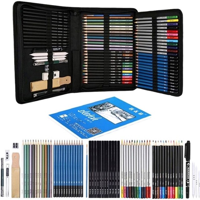 Художній валіза для початківця художника, великий подарунковий набір з аквареллю, фломастери, крейди, творча валізка